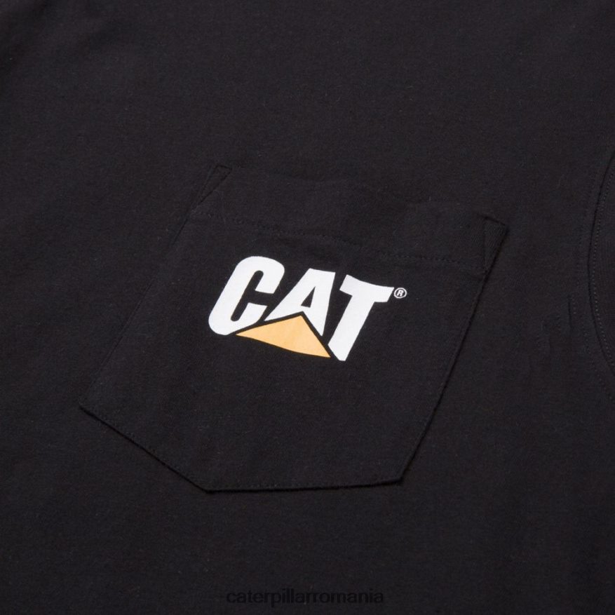 bărbați tricou cu buzunar fără mâneci Caterpillar negru B848DD229 | topuri și îmbrăcăminte exterioară