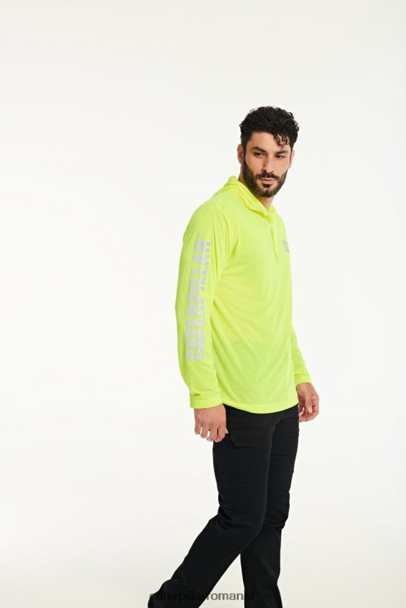 bărbați tricou cu mânecă lungă cu glugă hivis upf Caterpillar galben B848DD222 | topuri și îmbrăcăminte exterioară