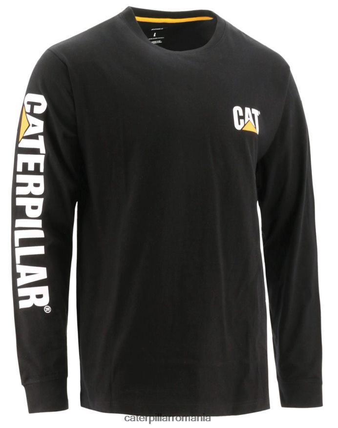 bărbați tricou cu mânecă lungă cu mărci comerciale Caterpillar negru B848DD225 | topuri și îmbrăcăminte exterioară