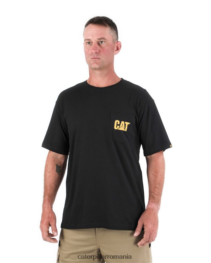 bărbați tricou de buzunar marca înregistrată Caterpillar negru B848DD234 | topuri și îmbrăcăminte exterioară