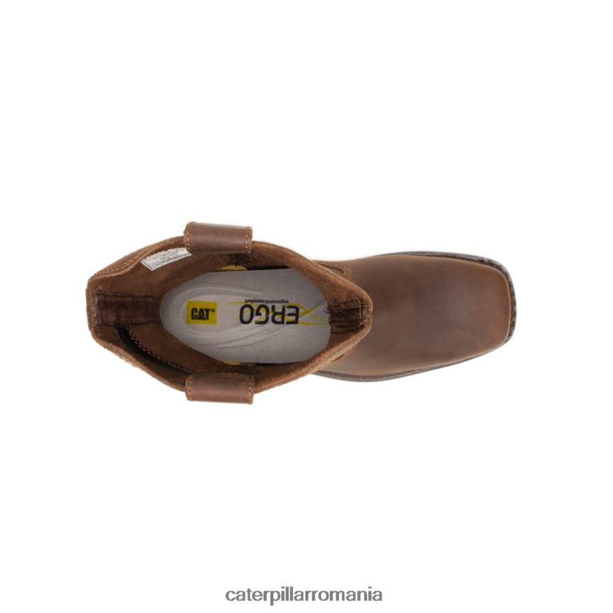 bărbați cizme de lucru wellston pull on toe de oțel Caterpillar maro inchis B848DD29 | cizme de muncă
