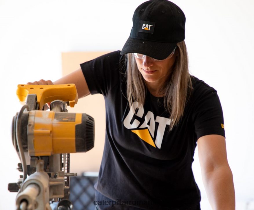 femei tricou cu logo-ul mărcii comerciale Caterpillar negru B848DD322 | topuri și îmbrăcăminte exterioară