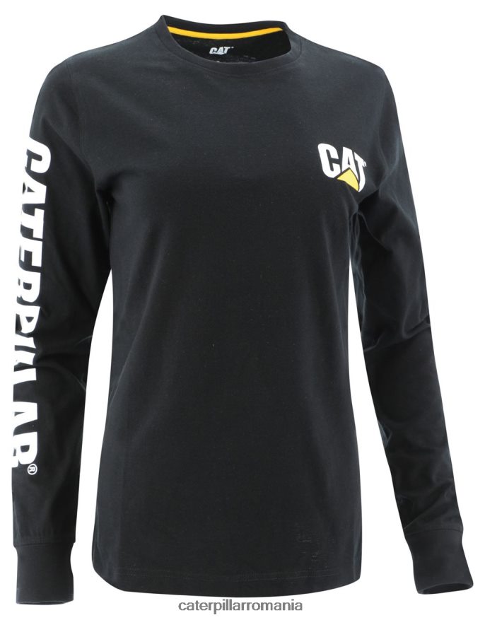 femei tricou cu mânecă lungă cu mărci comerciale Caterpillar negru B848DD319 | topuri și îmbrăcăminte exterioară